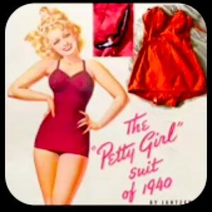 Rare Vintage 1940s Pinup Rockabilly Jantzen One-Piece Zip Up Swimsuit 12/34